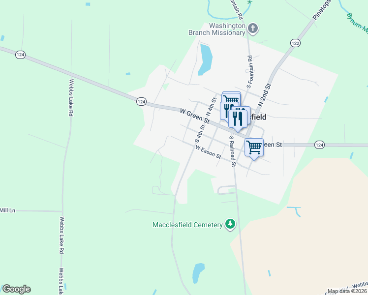 map of restaurants, bars, coffee shops, grocery stores, and more near 304 South 4th Street in Tarboro