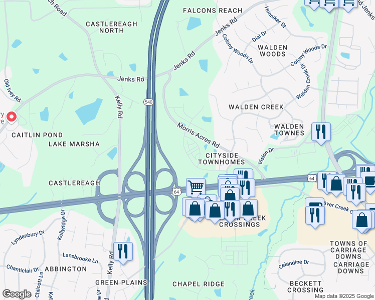 map of restaurants, bars, coffee shops, grocery stores, and more near 7000 Reedybrook Crossing in Apex
