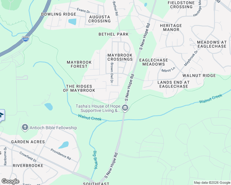 map of restaurants, bars, coffee shops, grocery stores, and more near 2530 Bluffs View Drive in Raleigh