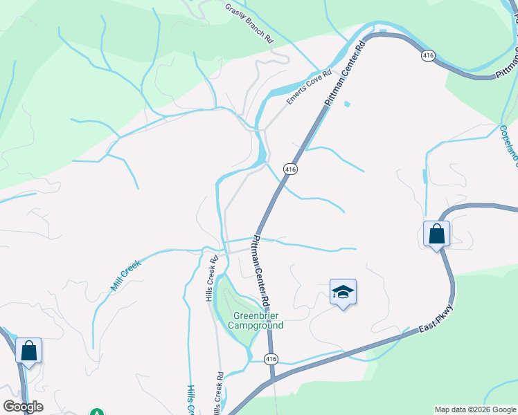 map of restaurants, bars, coffee shops, grocery stores, and more near 5211 Pittman Center Road in Sevierville