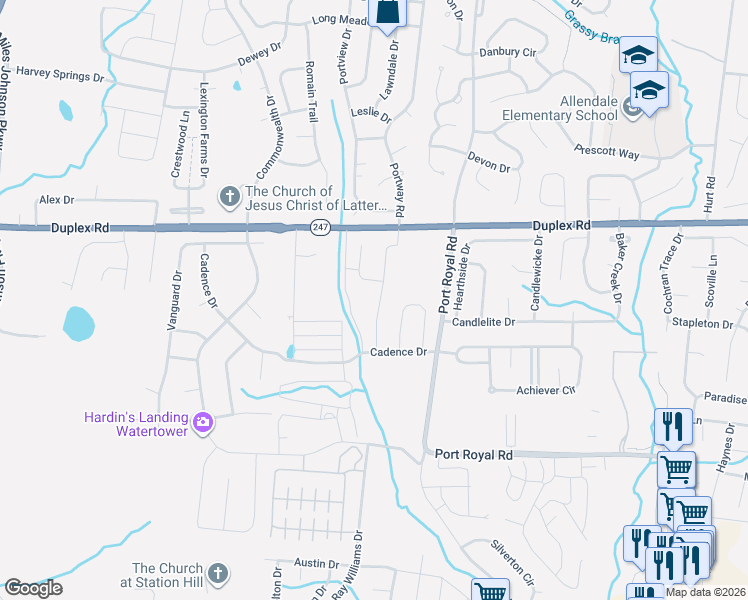 map of restaurants, bars, coffee shops, grocery stores, and more near 2021 Sercy Drive in Spring Hill