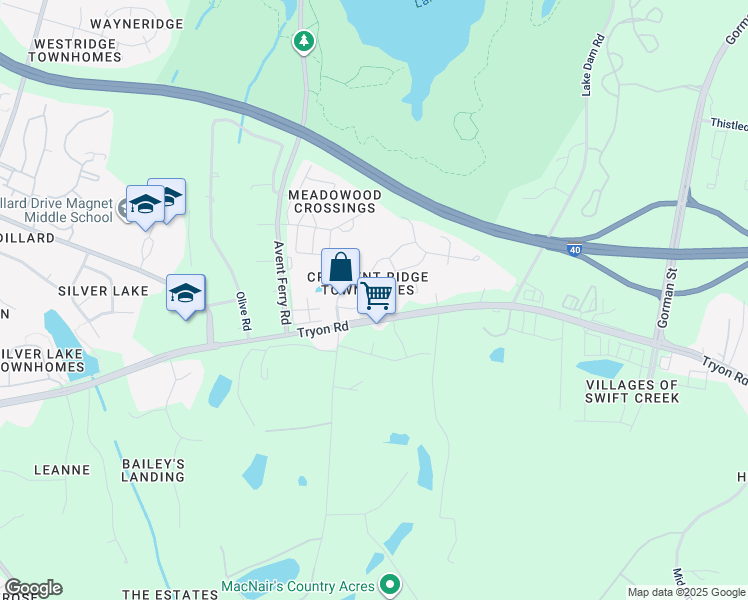map of restaurants, bars, coffee shops, grocery stores, and more near 4510 Pale Moss Drive in Raleigh