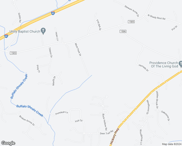 map of restaurants, bars, coffee shops, grocery stores, and more near Mott Park Drive in Iredell County