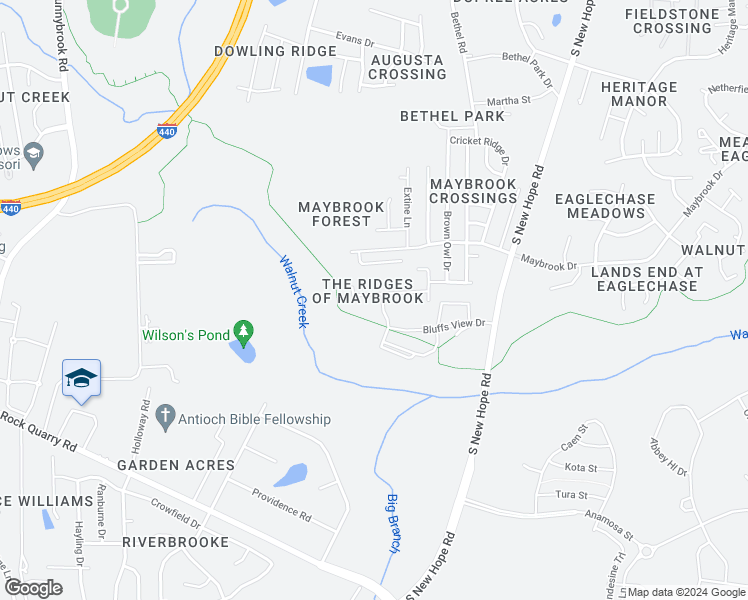 map of restaurants, bars, coffee shops, grocery stores, and more near 2809 Erin Ridge Road in Raleigh