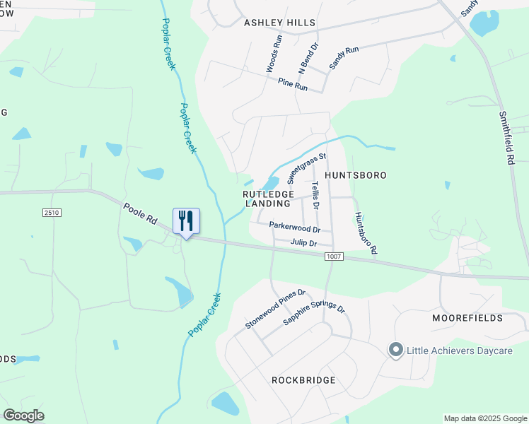 map of restaurants, bars, coffee shops, grocery stores, and more near 5120 Limewood Street in Knightdale