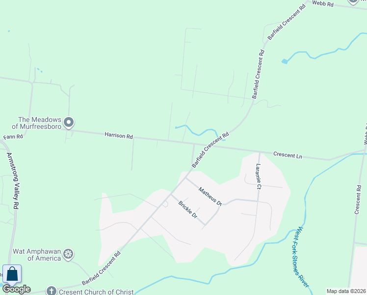 map of restaurants, bars, coffee shops, grocery stores, and more near 1262 Harrison Road in Murfreesboro