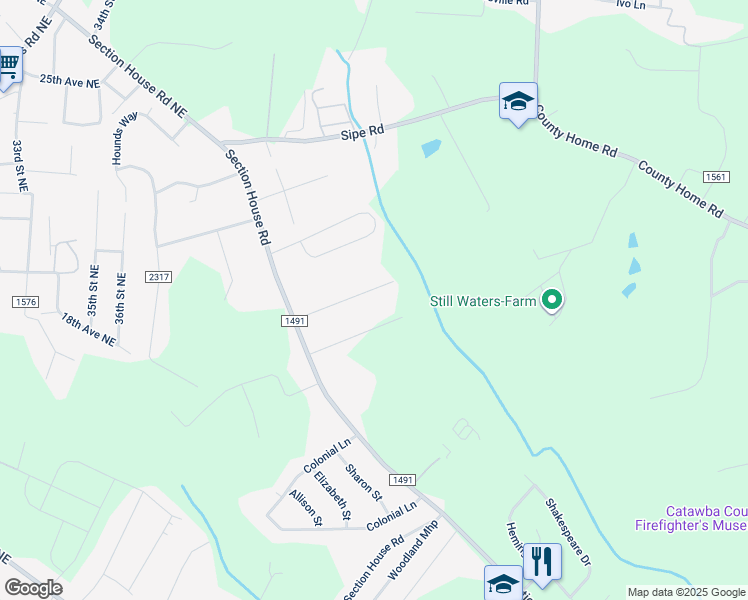 map of restaurants, bars, coffee shops, grocery stores, and more near 1981 Sleepy Hollow Drive in Hickory