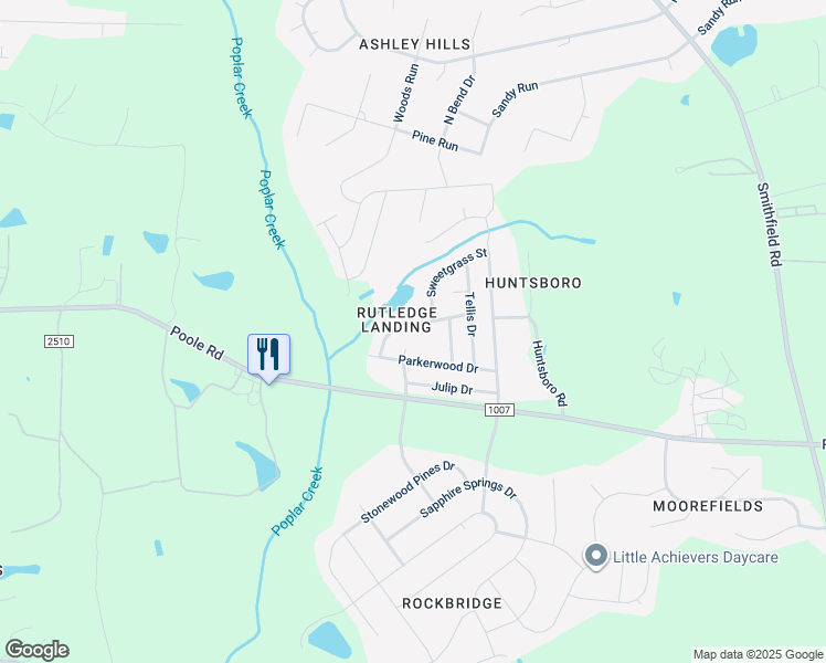 map of restaurants, bars, coffee shops, grocery stores, and more near 5152 Limewood Street in Knightdale
