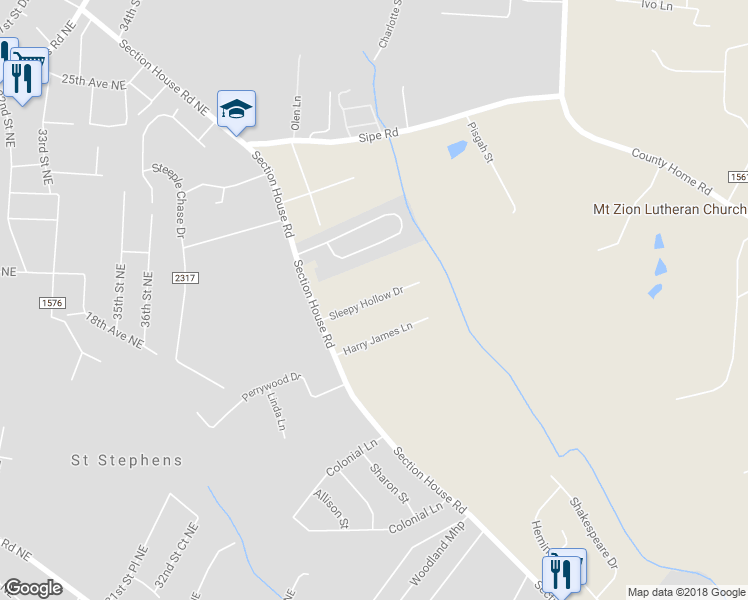 map of restaurants, bars, coffee shops, grocery stores, and more near 2016 Sleepy Hollow Drive in Hickory
