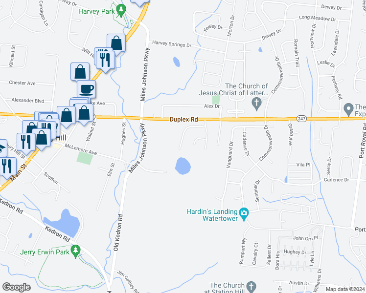 map of restaurants, bars, coffee shops, grocery stores, and more near 1423 Weston Lane in Spring Hill
