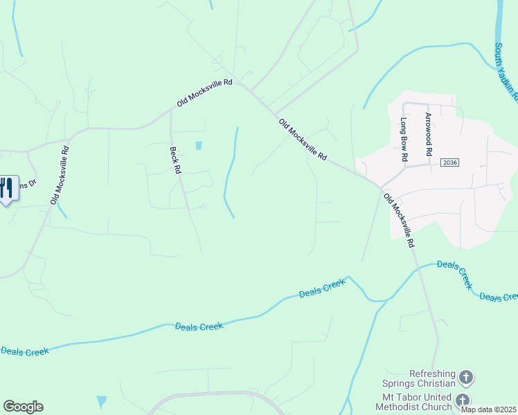 map of restaurants, bars, coffee shops, grocery stores, and more near 5867 Old Mocksville Road in Salisbury