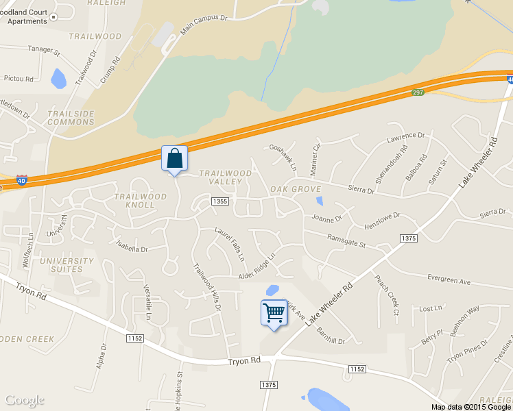 map of restaurants, bars, coffee shops, grocery stores, and more near 2601 Sterling Park Drive in Raleigh