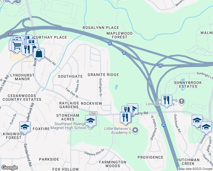 map of restaurants, bars, coffee shops, grocery stores, and more near 2717 Cabochon Diamond Court in Raleigh