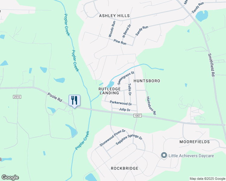 map of restaurants, bars, coffee shops, grocery stores, and more near 5153 Limewood Street in Knightdale