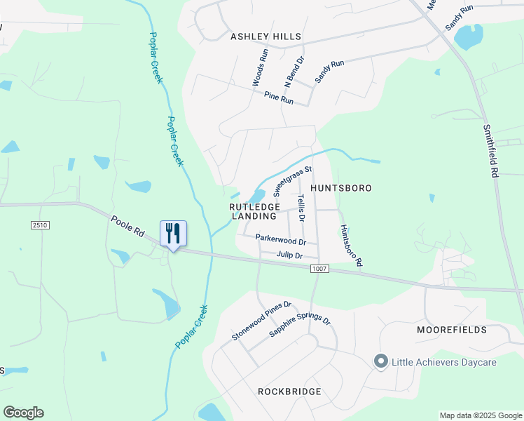 map of restaurants, bars, coffee shops, grocery stores, and more near 5153 Limewood Street in Knightdale