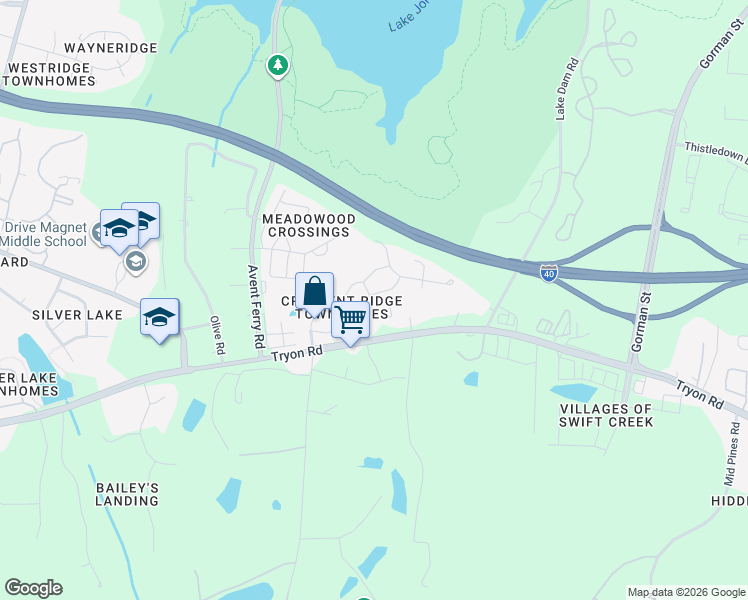 map of restaurants, bars, coffee shops, grocery stores, and more near 5331 Silver Moon Lane in Raleigh