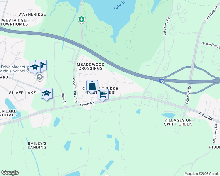 map of restaurants, bars, coffee shops, grocery stores, and more near 5331 Silver Moon Lane in Raleigh
