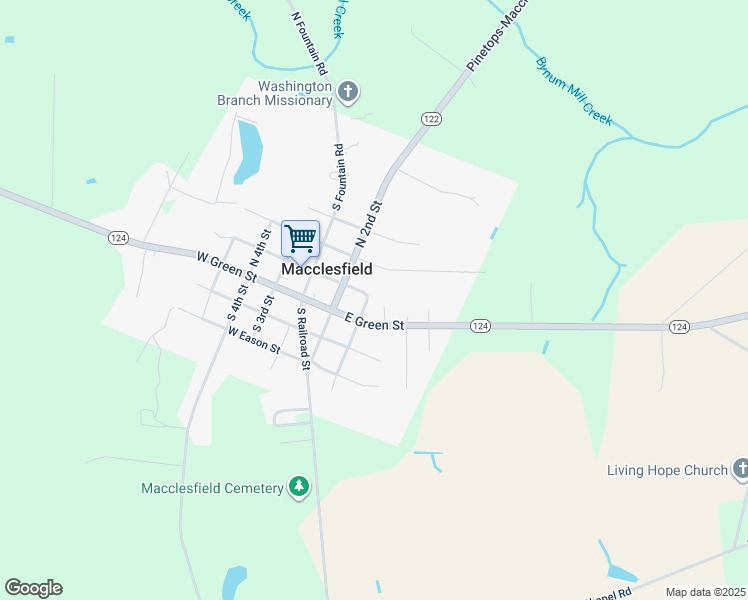 map of restaurants, bars, coffee shops, grocery stores, and more near 106 North 1st Street in Macclesfield