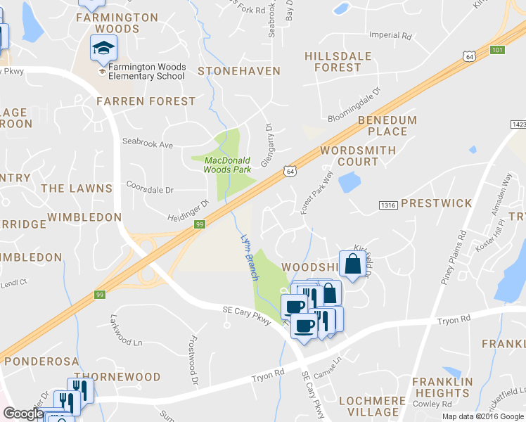 map of restaurants, bars, coffee shops, grocery stores, and more near 3222 Wellington Ridge Loop in Cary
