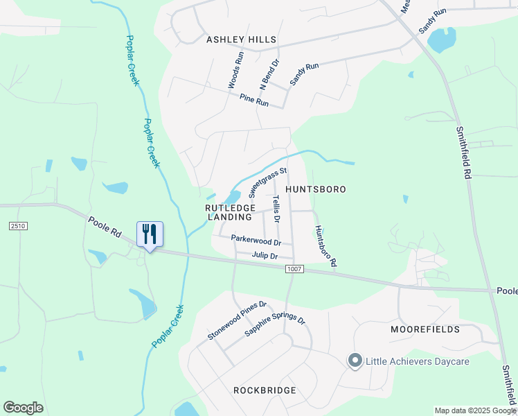 map of restaurants, bars, coffee shops, grocery stores, and more near 5209 Limewood Street in Knightdale