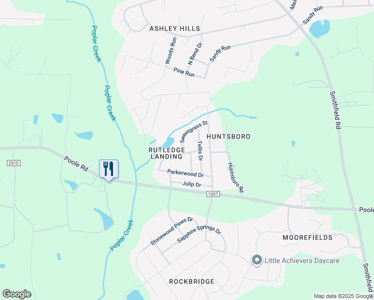 map of restaurants, bars, coffee shops, grocery stores, and more near 5209 Limewood Street in Knightdale