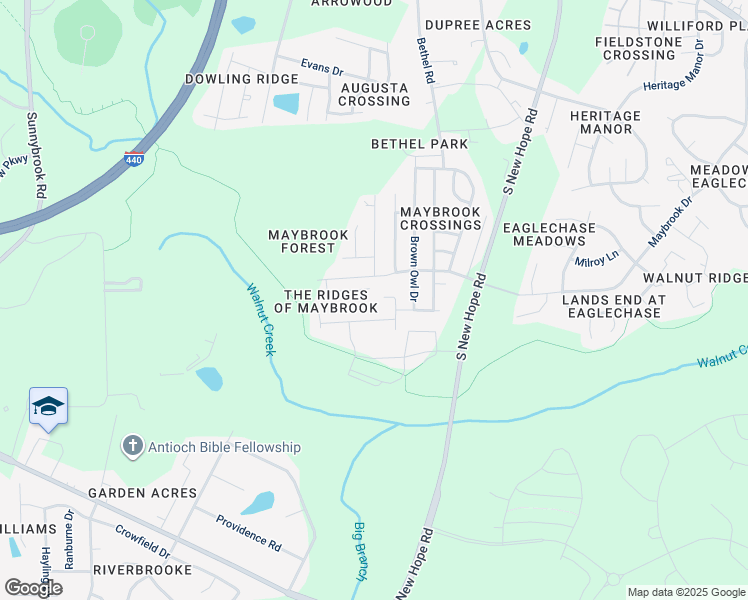 map of restaurants, bars, coffee shops, grocery stores, and more near 1719 Mayridge Lane in Raleigh
