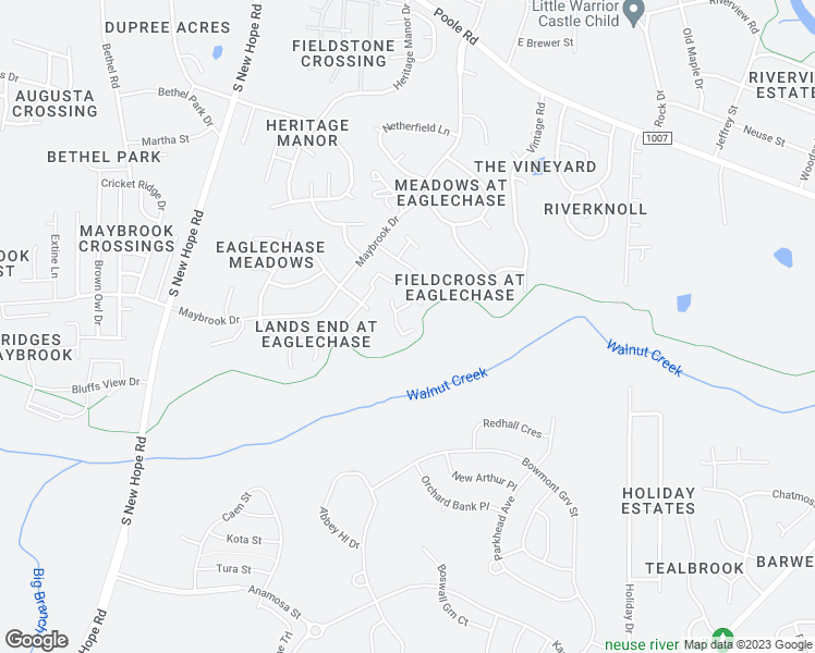 map of restaurants, bars, coffee shops, grocery stores, and more near 2223 Walnut Ridge Court in Raleigh