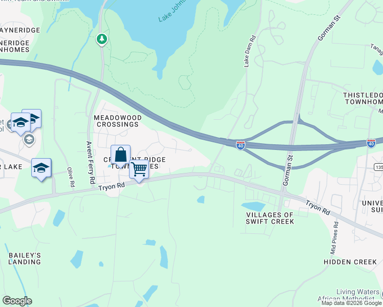 map of restaurants, bars, coffee shops, grocery stores, and more near 4317 Sugarbend Way in Raleigh