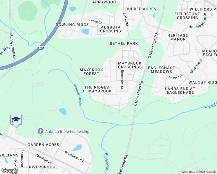 map of restaurants, bars, coffee shops, grocery stores, and more near 1719 Mayridge Lane in Raleigh