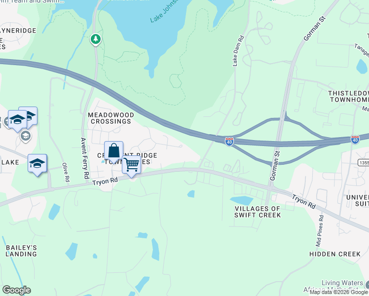 map of restaurants, bars, coffee shops, grocery stores, and more near 4317 Sugarbend Way in Raleigh
