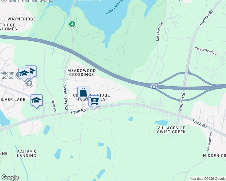 map of restaurants, bars, coffee shops, grocery stores, and more near 4404 Трион-роуд in Raleigh