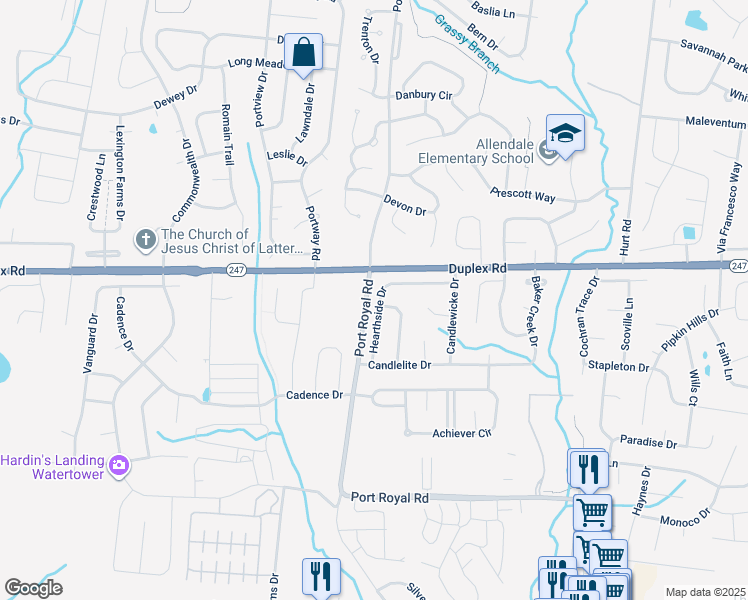 map of restaurants, bars, coffee shops, grocery stores, and more near 2943 Hearthside Drive in Spring Hill