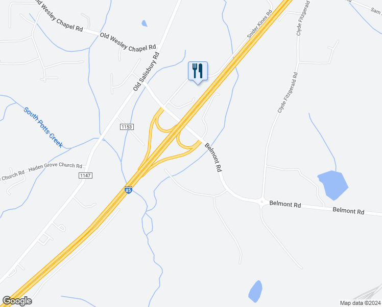 map of restaurants, bars, coffee shops, grocery stores, and more near 412 Old Belmont Road in Linwood
