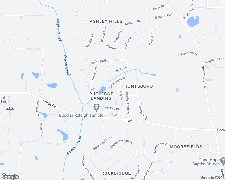 map of restaurants, bars, coffee shops, grocery stores, and more near 1273 Sweetgrass Street in Knightdale