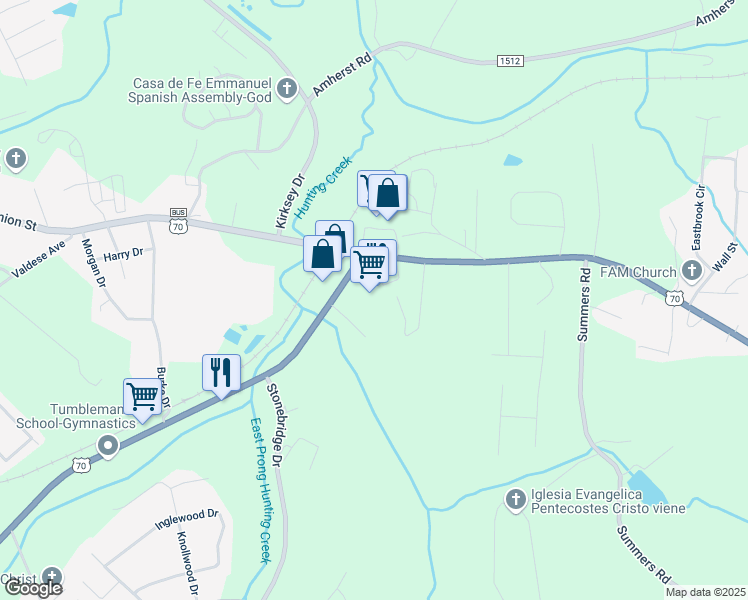 map of restaurants, bars, coffee shops, grocery stores, and more near 576 East Fleming Drive in Morganton