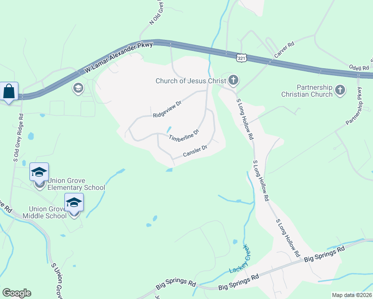 map of restaurants, bars, coffee shops, grocery stores, and more near 2826 Cansler Drive in Maryville