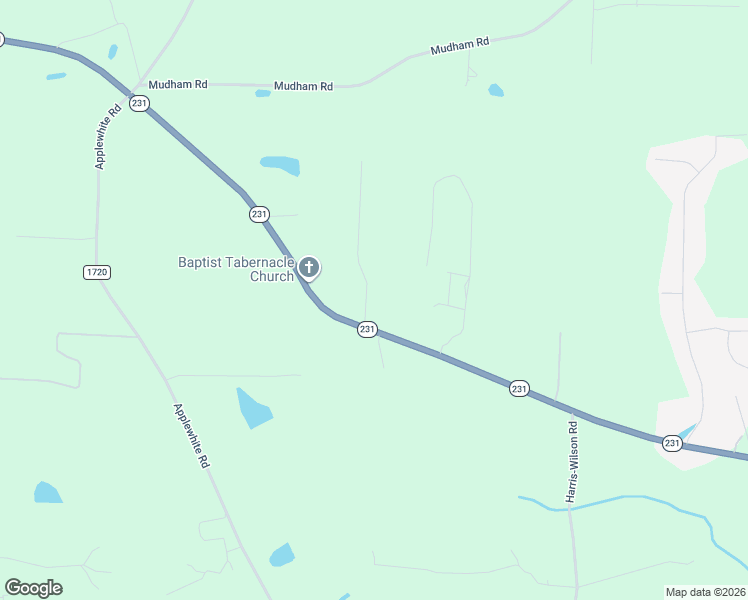 map of restaurants, bars, coffee shops, grocery stores, and more near 1824 North Carolina 231 in Wendell