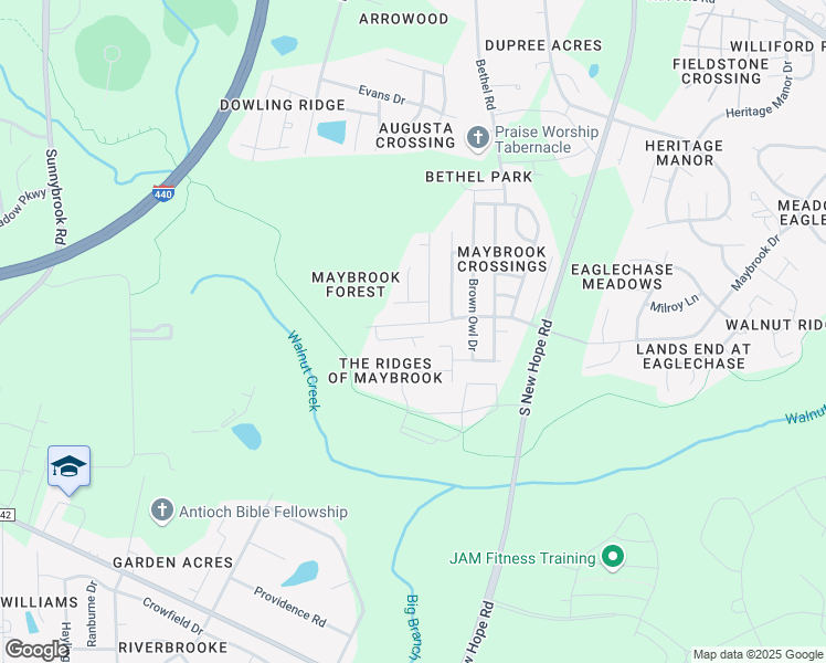 map of restaurants, bars, coffee shops, grocery stores, and more near 2717 Maybrook Crossing Drive in Raleigh