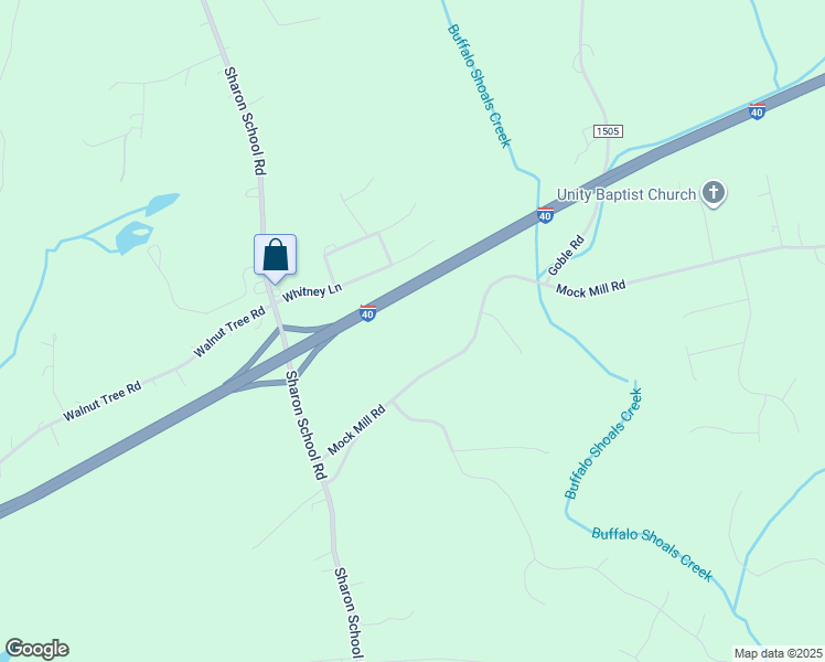 map of restaurants, bars, coffee shops, grocery stores, and more near Mock Mill Road in Statesville
