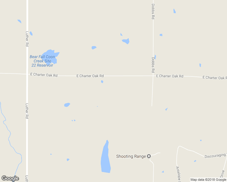 map of restaurants, bars, coffee shops, grocery stores, and more near 19255 East Charter Oak Road in Luther