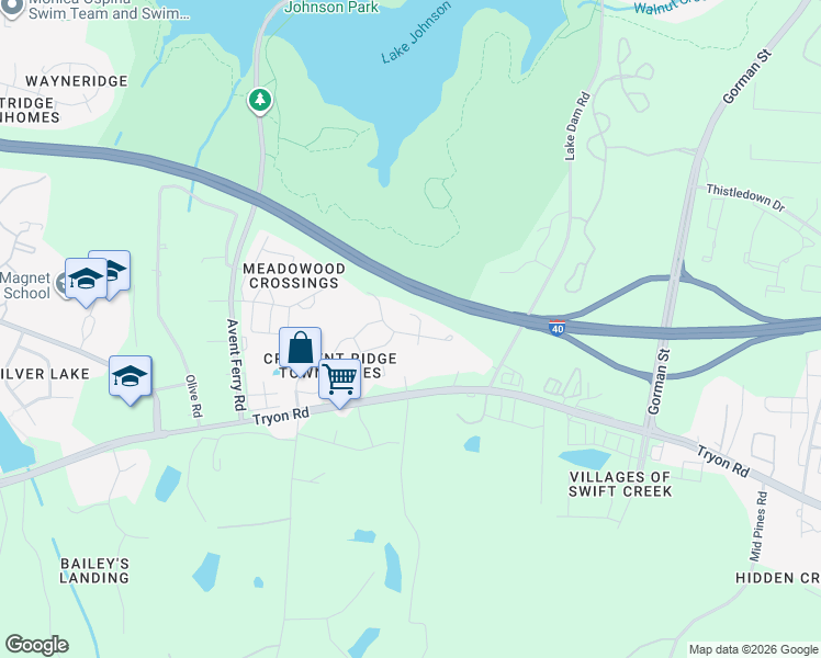 map of restaurants, bars, coffee shops, grocery stores, and more near 5204 Moonview Court in Raleigh
