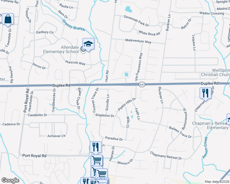 map of restaurants, bars, coffee shops, grocery stores, and more near 2924 Torrence Trail in Spring Hill