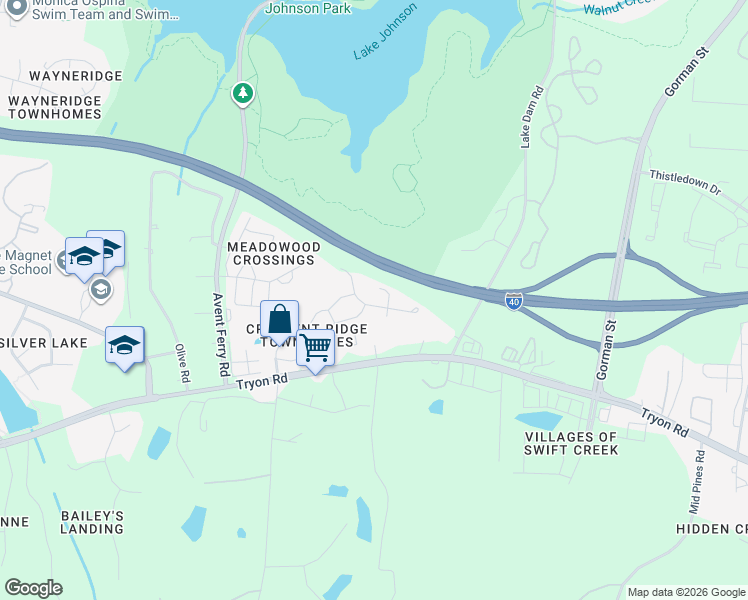 map of restaurants, bars, coffee shops, grocery stores, and more near 5204 Moonview Court in Raleigh