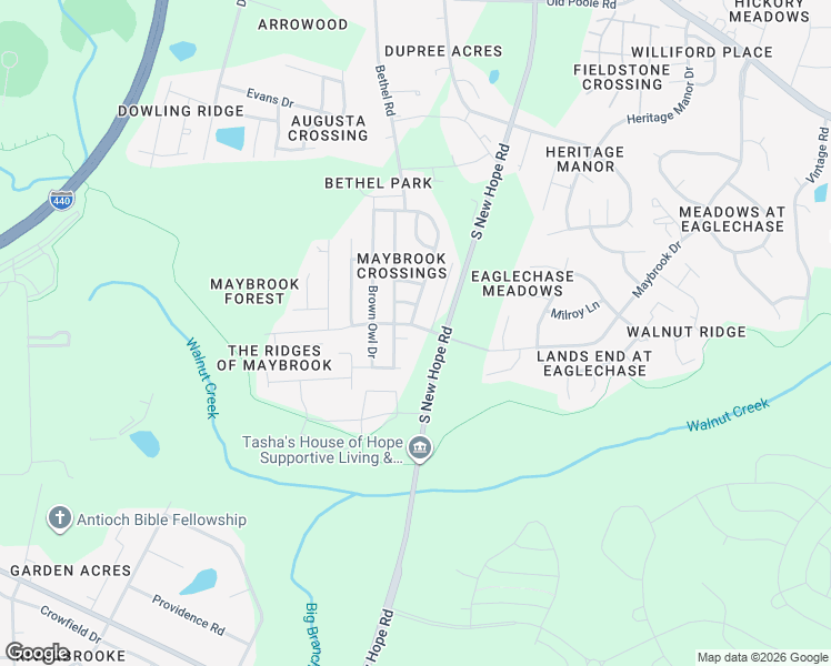 map of restaurants, bars, coffee shops, grocery stores, and more near 2540 Maybrook Crossing Drive in Raleigh