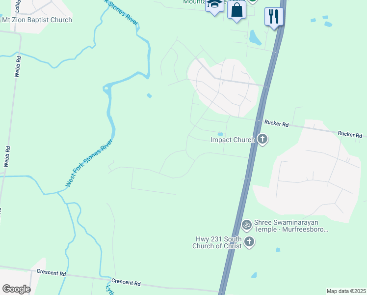 map of restaurants, bars, coffee shops, grocery stores, and more near 4102 Shelbyville Highway in Murfreesboro