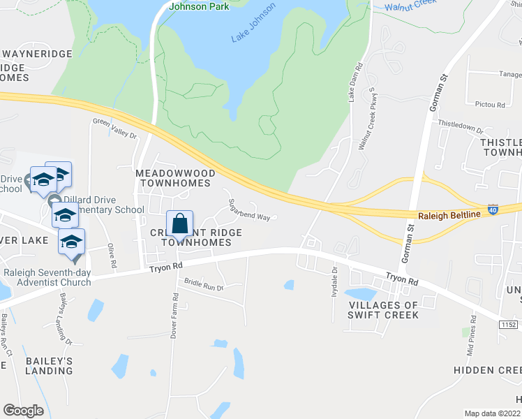map of restaurants, bars, coffee shops, grocery stores, and more near 5219 Moonview Court in Raleigh