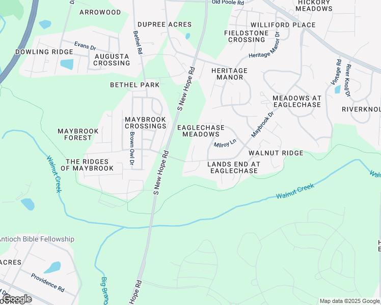 map of restaurants, bars, coffee shops, grocery stores, and more near 2126 Walnut Bluff Lane in Raleigh