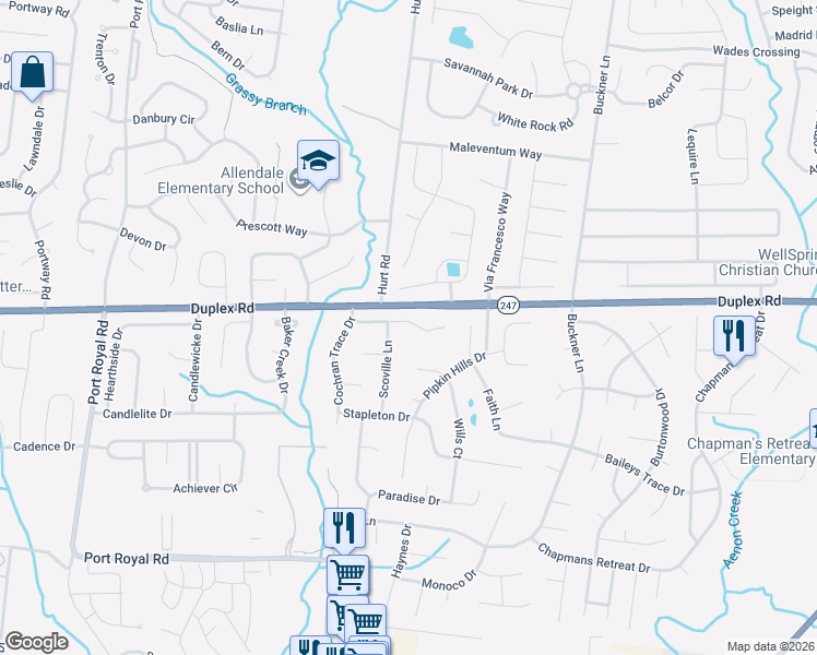 map of restaurants, bars, coffee shops, grocery stores, and more near 2924 Torrence Trail in Spring Hill