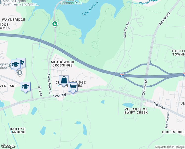 map of restaurants, bars, coffee shops, grocery stores, and more near 5217 Moonview Court in Raleigh