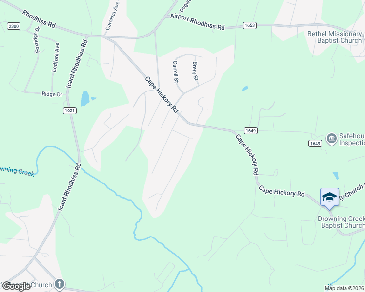 map of restaurants, bars, coffee shops, grocery stores, and more near 8806 Arrow Street in Hickory